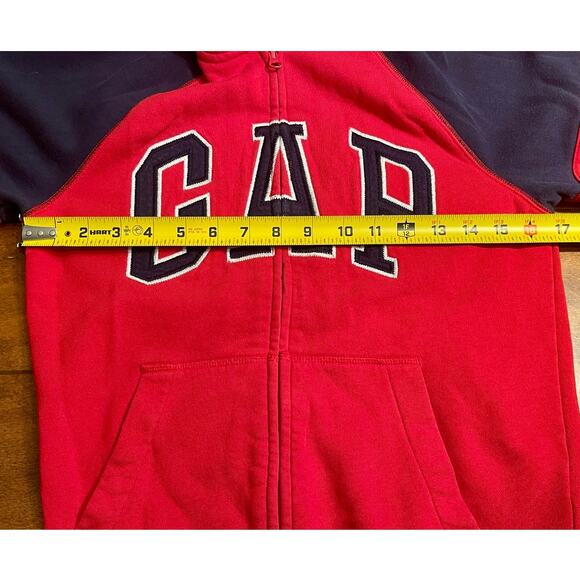 GAP Kids Logo Hoodie XL Boys Red Blue Full Zip A-0039 - Picture 6 of 11